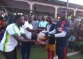 Assemblyman hopeful for Hangaline – Ngbaripe – Alhassankura supports local teams with footballs.